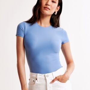 Abercrombie & Fitch Soft Matte Seamless Tee Bodysuit In Blue Size XS‎